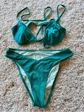 Cupshe Teal High-Waist Bikini Women’s Summer Style Sz M - Cute!
